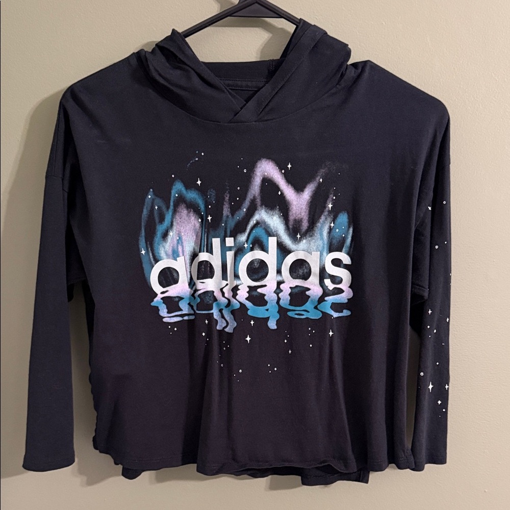 Adidas Black Hoodie with Vibrant Graphic